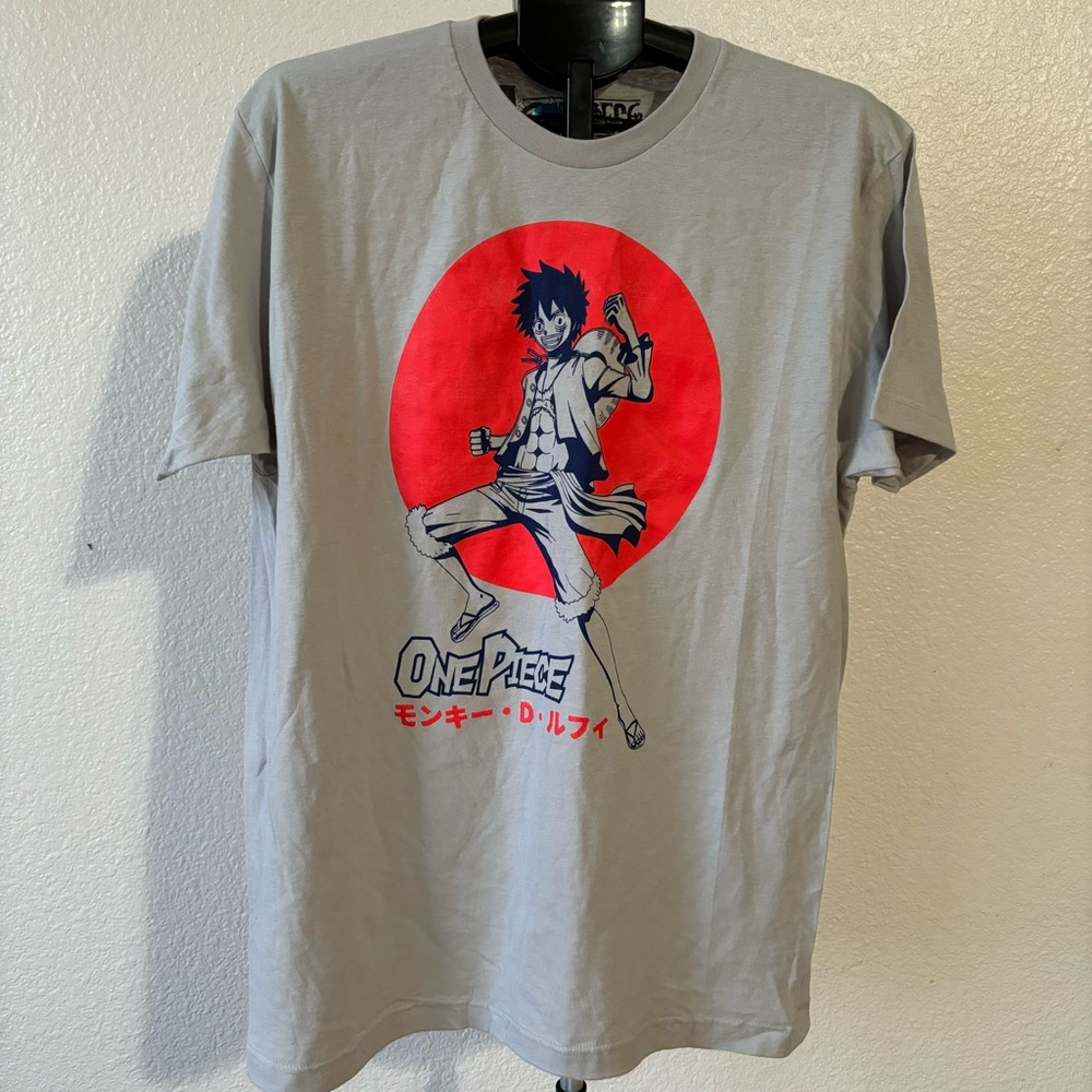 One Piece Ripple Junction L Gray T-shirt 100% Cotton Double Stitched RN#110927